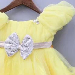Outlet Puff Sleeves And Ruffle Hem Yellow Fancy Dress Dresses & Sets | Dresses