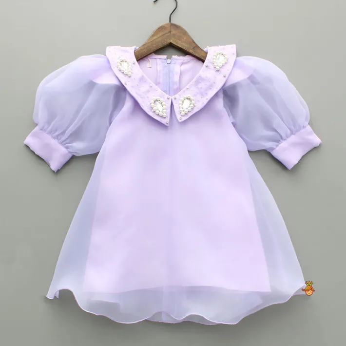 Sale Puff Sleeves Organza Lavender Dress Dresses & Sets | Dresses