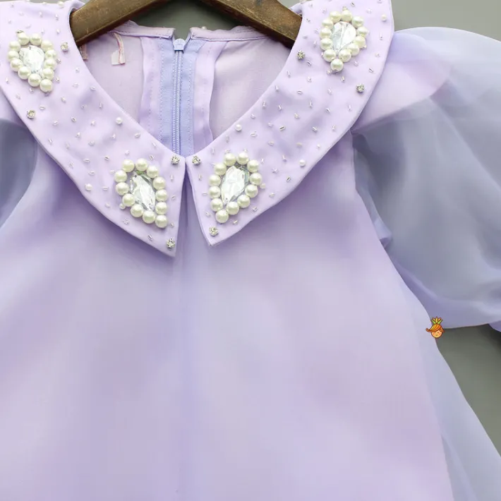 Sale Puff Sleeves Organza Lavender Dress Dresses & Sets | Dresses