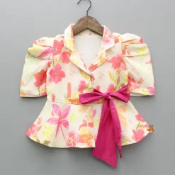 Clearance Puff Sleeves Printed Top And Dual Pocket Detail Pant Dresses & Sets | Sets