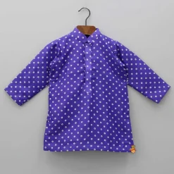 Sale Purple Bandhani Printed Open Jacket And Kurta With Churidar BOY Indian Ethnic Wear | Ethnic Sets