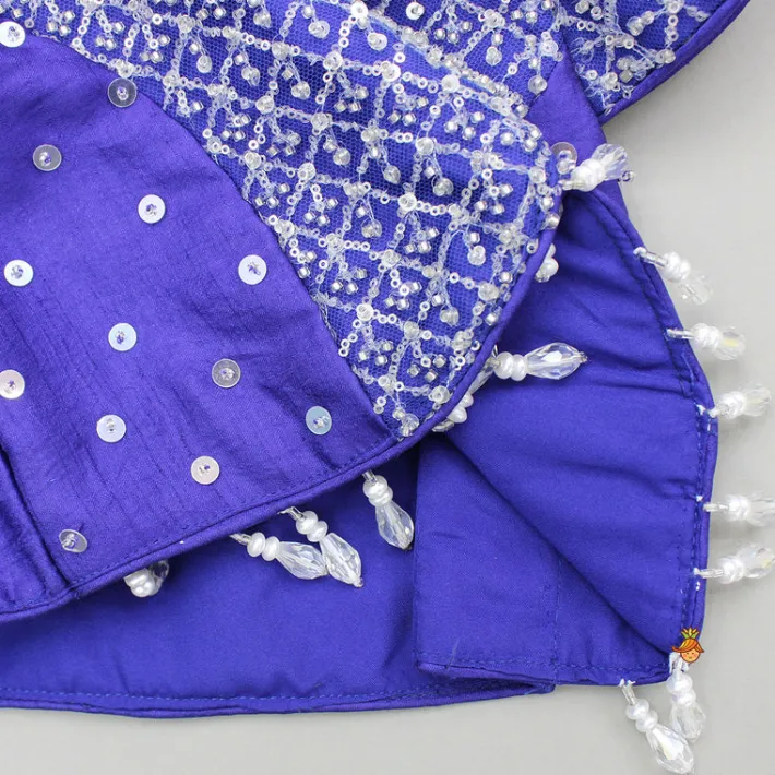 Online Purple Beaded Sequin Embellished Top With Flared Lehenga Ethnic Wear | Lehengas & Ghagras