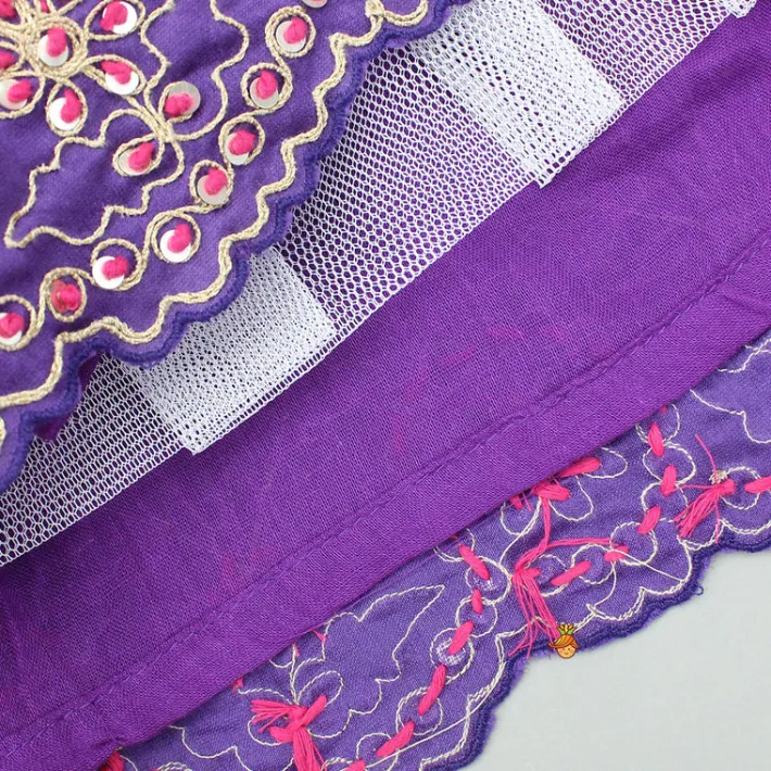 Discount Purple Chanderi Embroidered Top And Lehenga With Dupatta Ethnic Wear | Lehengas & Ghagras