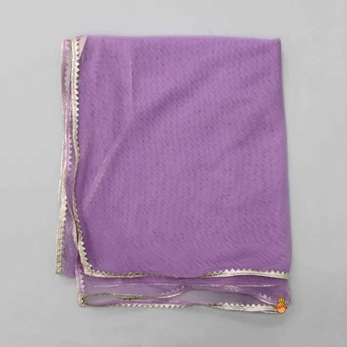 Online Purple Colour Blocked Lace Work Kurti With Dhoti And Net Dupatta Ethnic Wear | Dhotis & Patialas
