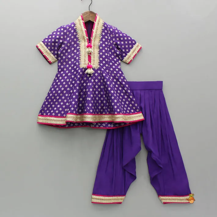 Discount Purple Embellished Kurti And Salwar With Dupatta Ethnic Wear | Churidars & Salwars