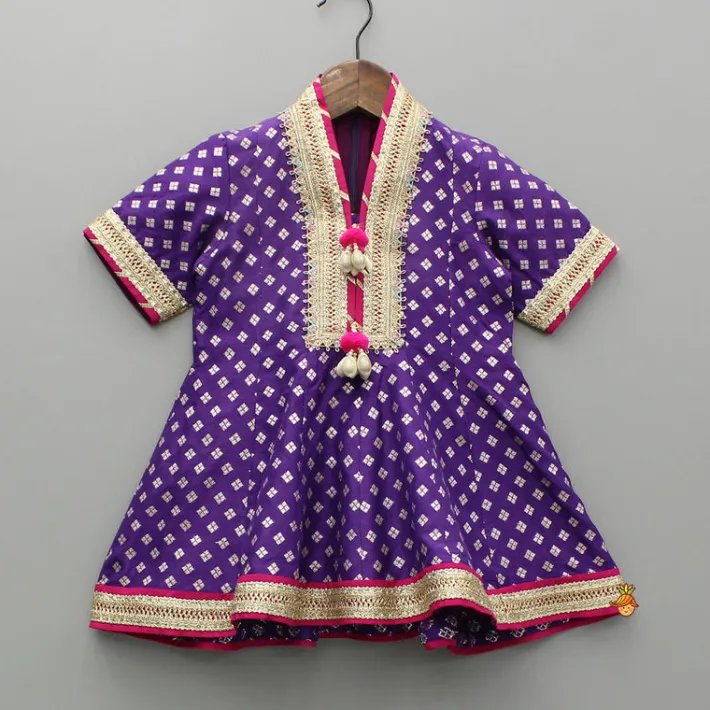 Discount Purple Embellished Kurti And Salwar With Dupatta Ethnic Wear | Churidars & Salwars