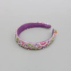 Clearance Purple Embroidered And Embellished Hairband Hair Accessories | Hair Bands