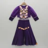 Fashion Purple Embroidered Top And Flared Palazzo Ethnic Wear | Palazzos & Shararas