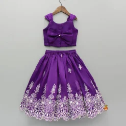 Outlet Purple Embroidered Top And Lehenga Ethnic Wear | Lehengas & Ghagras
