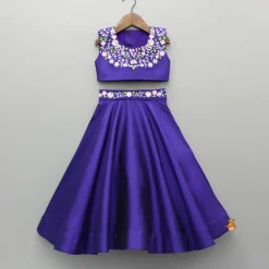 Best Purple Embroidered Top And Lehenga With Long Embellished Cape Ethnic Wear | Lehengas & Ghagras