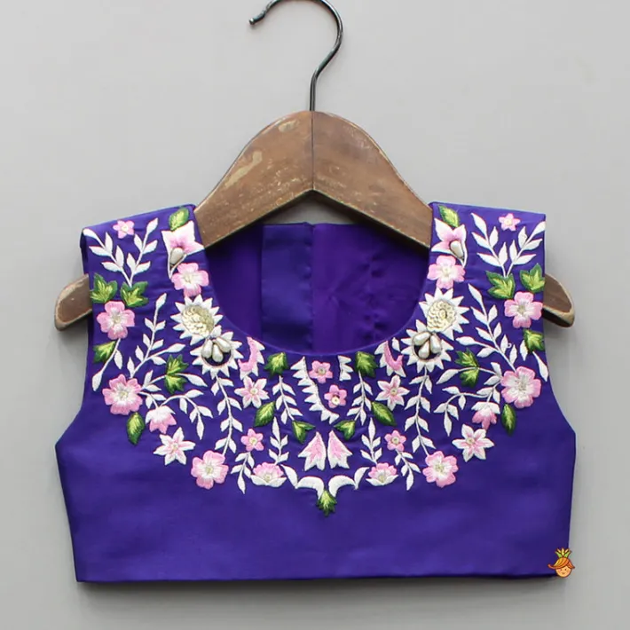 Best Purple Embroidered Top And Lehenga With Long Embellished Cape Ethnic Wear | Lehengas & Ghagras