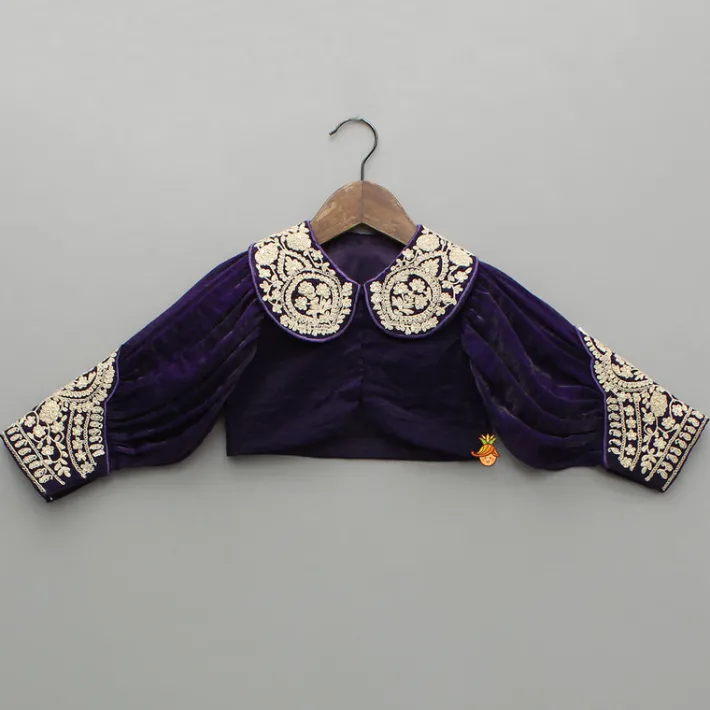New Purple Embroidered Top And Lehenga With Pouch And Dupatta Ethnic Wear | Lehengas & Ghagras