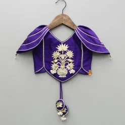 Best Purple Embroidered Top And Lehenga With Attached Pouch And Dupatta Ethnic Wear | Lehengas & Ghagras