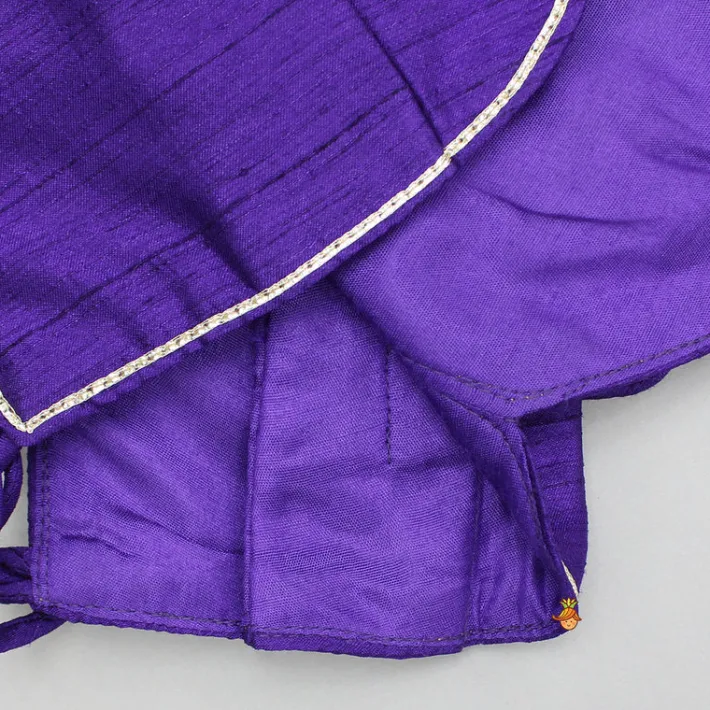 Best Purple Embroidered Top And Lehenga With Attached Pouch And Dupatta Ethnic Wear | Lehengas & Ghagras