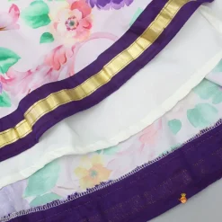 Hot Purple Gota Lace Embroidered Top With Floral Printed Lehenga And Dupatta Ethnic Wear | Lehengas & Ghagras