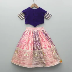 Clearance Purple Gota Work Top And Dual Tone Embroidered Lehenga With Dupatta Ethnic Wear | Lehengas & Ghagras