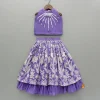 Discount Purple Halter Neck Top And Thread Embroidered Lehenga Ethnic Wear | Lehengas & Ghagras