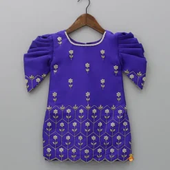 Sale Purple Hand Embroidered Kurti With Sharara And Net Dupatta Ethnic Wear | Palazzos & Shararas
