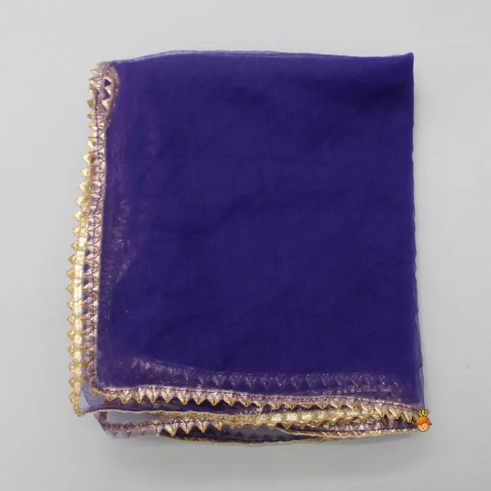 Sale Purple Hand Embroidered Kurti With Sharara And Net Dupatta Ethnic Wear | Palazzos & Shararas