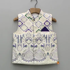 Fashion Purple Kurta And Brocade Jacket With Pant BOY Indian Ethnic Wear | Ethnic Sets