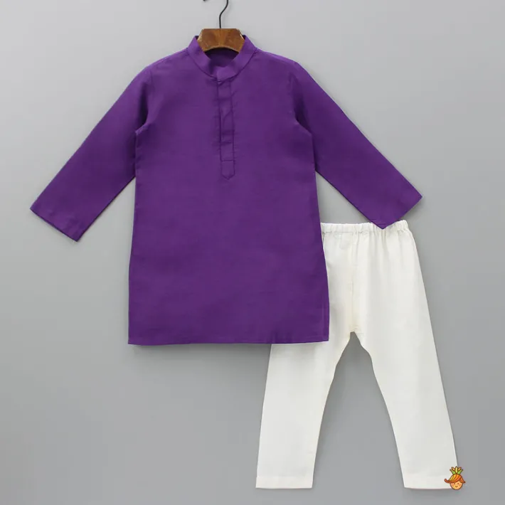 Clearance Purple Kurta And Floral Printed Jacket With Pyjama BOY Twinning Sets | Indian Ethnic Wear