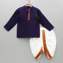 Hot Purple Kurta And White Dhoti BOY Twinning Sets | Indian Ethnic Wear