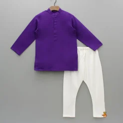 Sale Purple Kurta With Bird Embroidered Jacket And Pyjama BOY Indian Ethnic Wear | Ethnic Sets