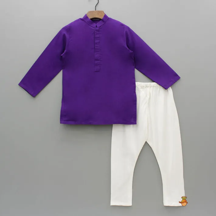 Sale Purple Kurta With Bird Embroidered Jacket And Pyjama BOY Indian Ethnic Wear | Ethnic Sets