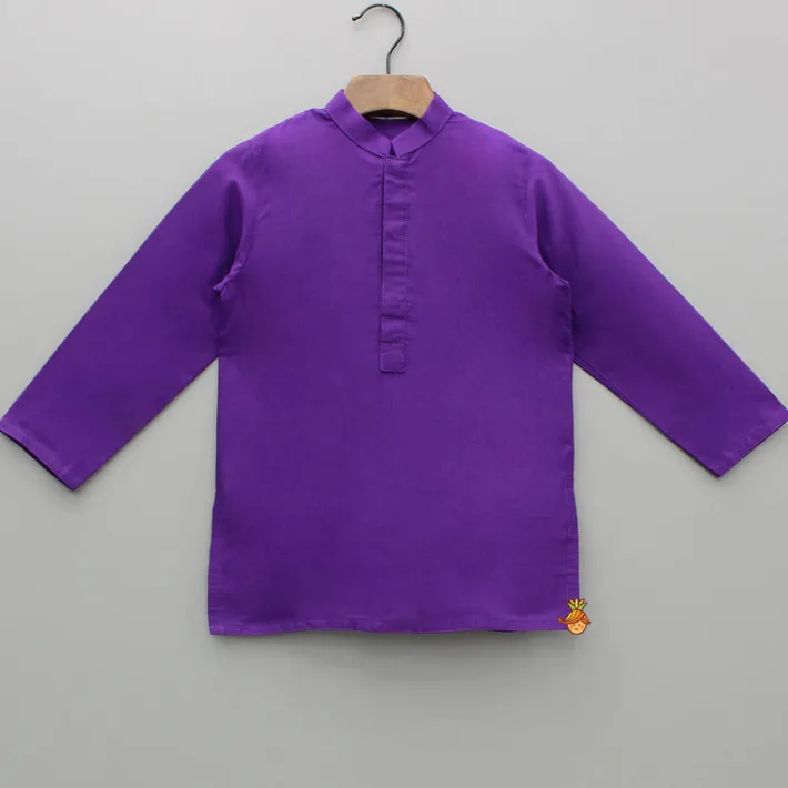 Sale Purple Kurta With Bird Embroidered Jacket And Pyjama BOY Indian Ethnic Wear | Ethnic Sets