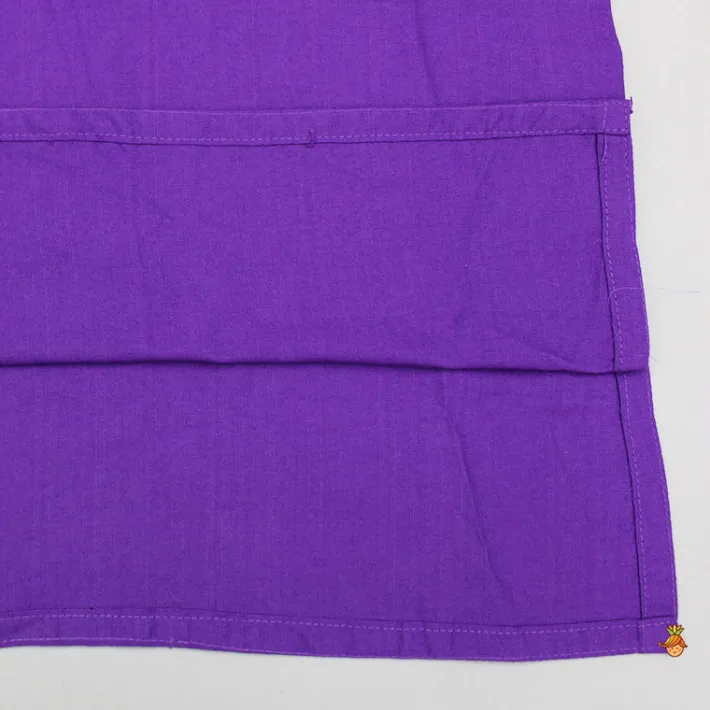 Sale Purple Kurta With Bird Embroidered Jacket And Pyjama BOY Indian Ethnic Wear | Ethnic Sets