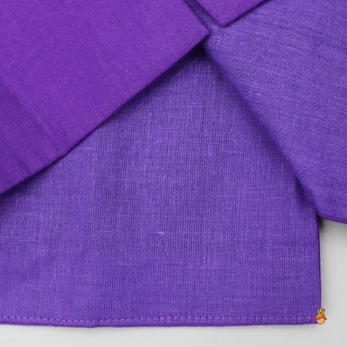 Sale Purple Kurta With Bird Embroidered Jacket And Pyjama BOY Indian Ethnic Wear | Ethnic Sets