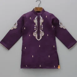 Sale Purple Kurta With Dori Embroidery And Pyjama BOY Indian Ethnic Wear | Ethnic Sets