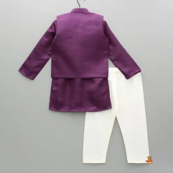 Best Purple Kurta With Embroidered Jacket And Pyjama BOY Indian Ethnic Wear | Ethnic Sets