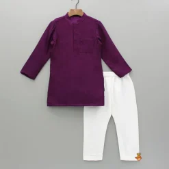 Best Purple Kurta With Embroidered Jacket And Pyjama BOY Indian Ethnic Wear | Ethnic Sets