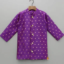 Hot Purple Kurta With Zari Work And Pant BOY Indian Ethnic Wear | Ethnic Sets