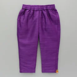 Hot Purple Kurta With Zari Work And Pant BOY Indian Ethnic Wear | Ethnic Sets