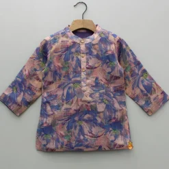 Sale Purple Multicolour Printed Kurta With Embroidered Jacket And Pyjama BOY Indian Ethnic Wear | Ethnic Sets