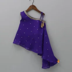 Hot Purple One Shoulder Stylish Kurti And Flared Palazzo Ethnic Wear | Palazzos & Shararas