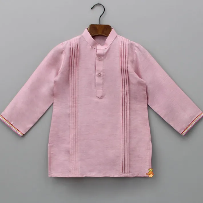 Clearance Purple Pintuck Kurta And Thread Embroidered Jacket With Pyjama BOY Twinning Sets | Indian Ethnic Wear