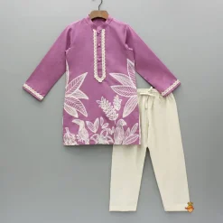Clearance Purple Printed Kurta And Pyjama BOY Indian Ethnic Wear | Ethnic Sets