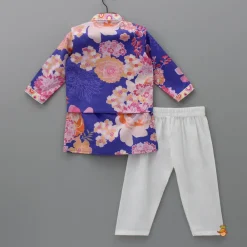 New Purple Printed Kurta With Jacket And Pyjama BOY Indian Ethnic Wear | Ethnic Sets