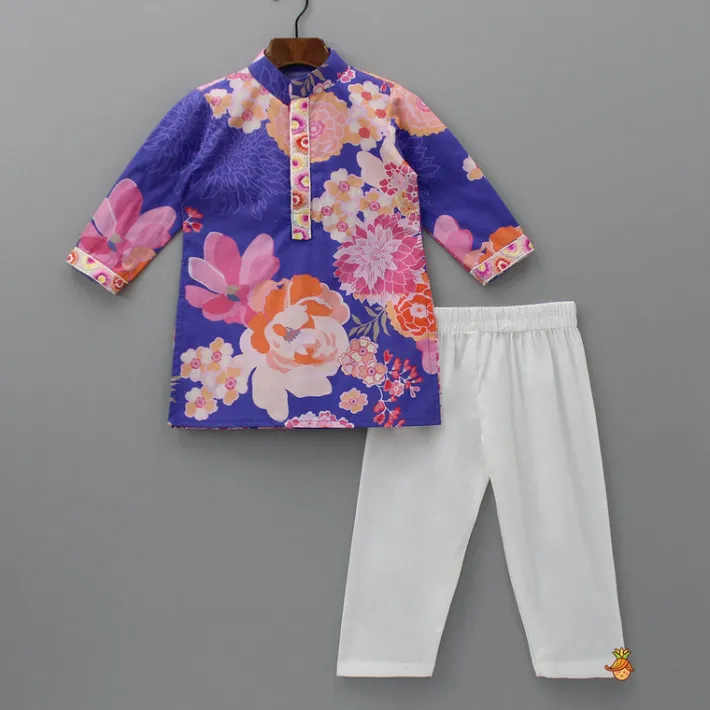 New Purple Printed Kurta With Jacket And Pyjama BOY Indian Ethnic Wear | Ethnic Sets