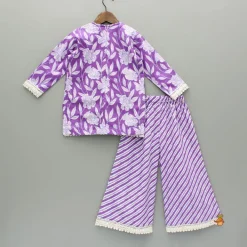 Online Purple Printed Kurti And Palazzo With Dupatta Ethnic Wear | Palazzos & Shararas