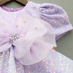 Hot Purple Sequin Dress Adorned With Matching Bows Dresses & Sets | Dresses