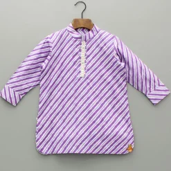 Fashion Purple Striped Kurta And Floral Printed Jacket With Pyjama BOY Indian Ethnic Wear | Ethnic Sets