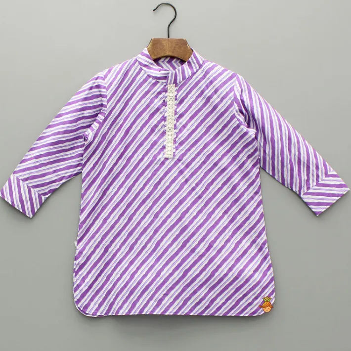 Fashion Purple Striped Kurta And Floral Printed Jacket With Pyjama BOY Indian Ethnic Wear | Ethnic Sets