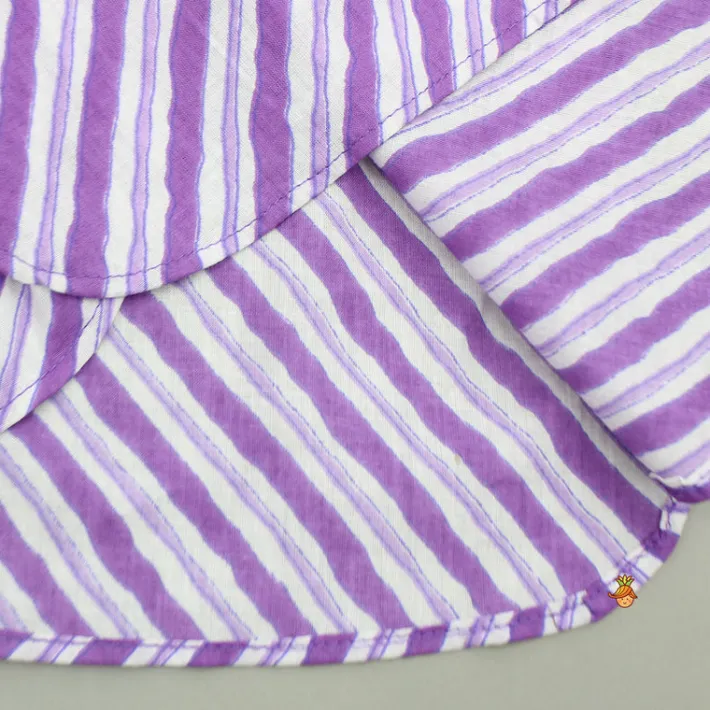 Fashion Purple Striped Kurta And Floral Printed Jacket With Pyjama BOY Indian Ethnic Wear | Ethnic Sets