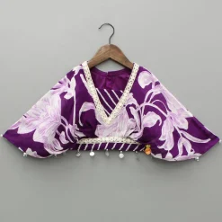 Hot Purple Stylish Printed Embellished Top And Flared Lehenga Ethnic Wear | Lehengas & Ghagras