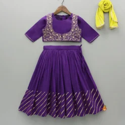 Discount Purple Top And Embroidered Jacket With Lehenga And Dupatta Ethnic Wear | Lehengas & Ghagras