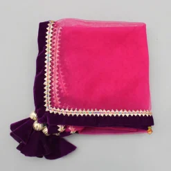 Online Purple Velvet Lace Detailed Kurti And Pant With Dupatta Ethnic Wear | Churidars & Salwars
